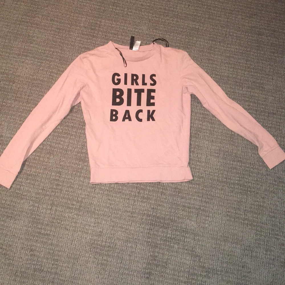 “Girls bite back” light pink sweater